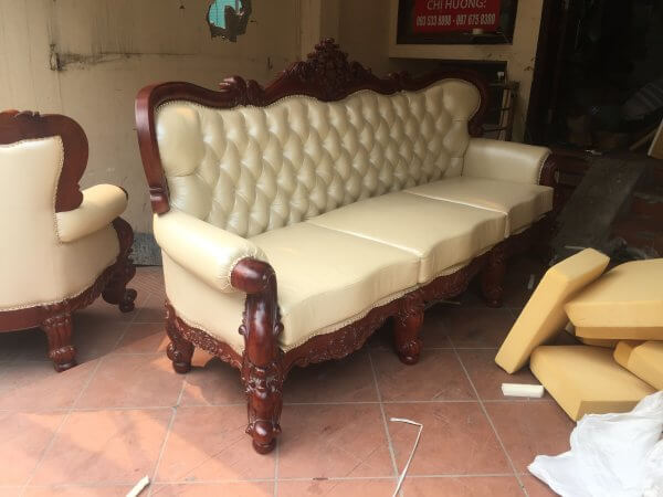 Bộ bọc đệm da thật hoa lan tây